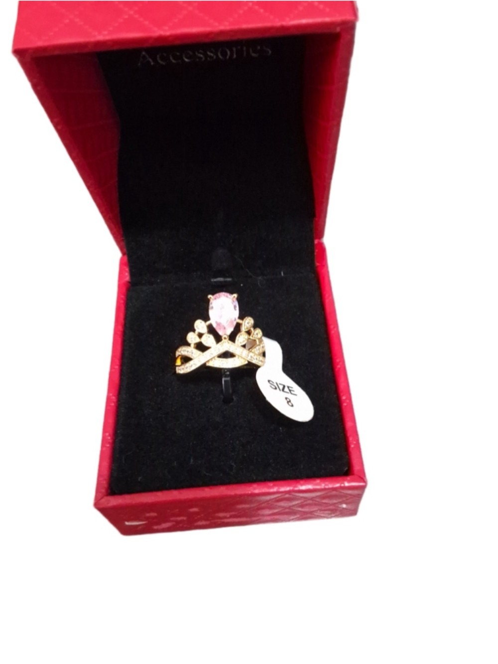 NWT Gold and Pink Crown Ring Size 8 - Picture 2 of 4